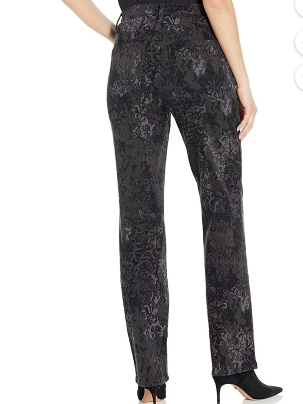 Gloria Vanderbilt Black Jacquard Amanda Straight-Leg Jeans